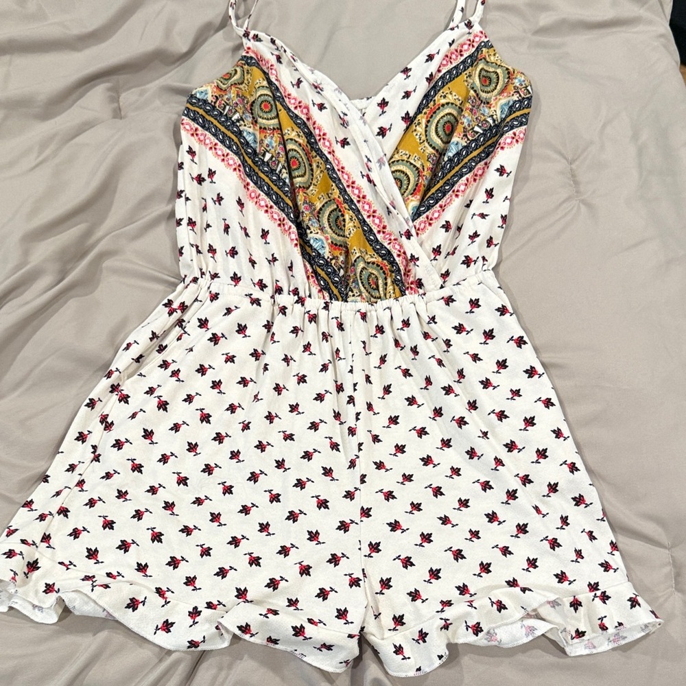White Floral Paisley Romper